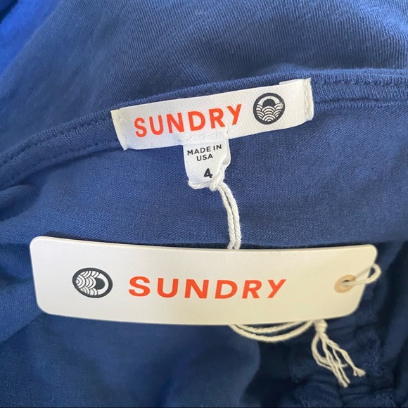 Revolve Sundry Blue Ruched Midi Halter Dress Slub Front Slit NWT Size XL (4) - Picture 6 of 7